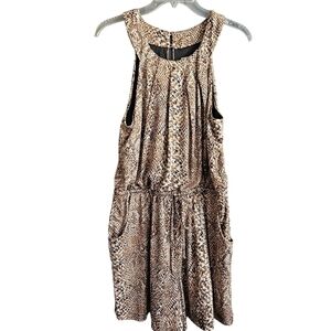 Emma & Michele Brown Sleeveless Animal‎ Print Romper Sz Large